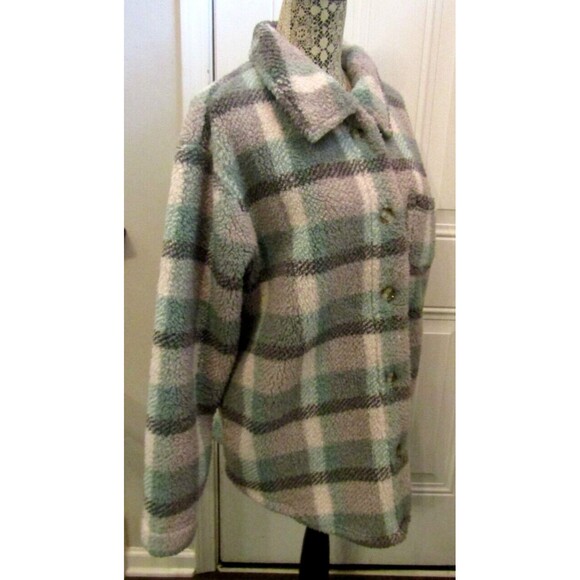 Koolaburra By Ugg Shacket Sage Green Purple Cozy Sherpa Shirt Jacket Womens Sz M - Picture 6 of 8